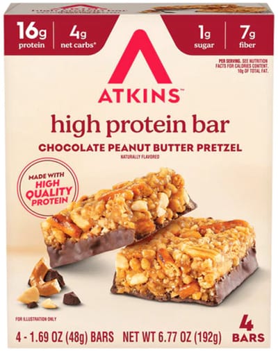 Atkins | High Protein Bar | Chocolate Peanut Butter Pretzel Bar | 4 x 48g