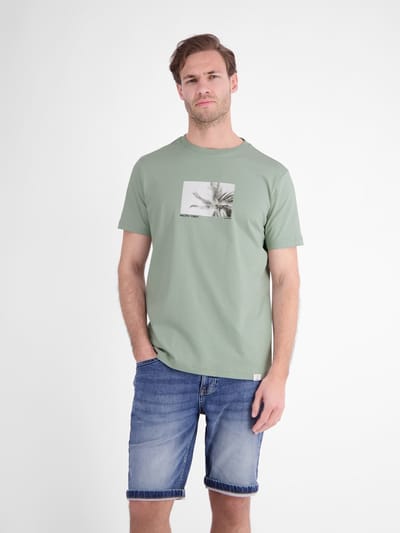 LERROS Katoenen T-shirt met print en comfortabele ronde hals , Maat: S , Kleur: BAY GREEN , 100% katoen