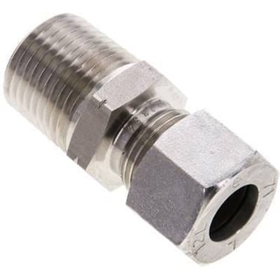 1/2'' NPT Buitendraad x 12L RVS Rechte Snijring Koppeling 315 Bar DIN 2353 - FL2S-MC-ST-012N-12-L