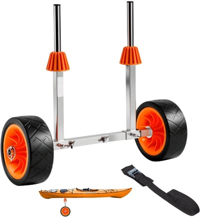 Kajakkar - Kanokar Transportkar - Max. Draagvermogen 113 kg - 19,1 cm Massieve Rubberbanden - 4 m Spanband - Geschikt voor Kajak/Kano/SUP - 560 x 190 x 485 mm