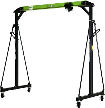 TRUTZHOLM Portaalkraan met Loopkat 1t Staal - Heavy Duty Mobiele Werkplaatskraan Hoogte Verstelbaar 2,4 - 3,6m Hefkraan