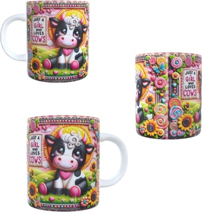 Koffie beker - thee mok spreuk Just a girl who love`s cows