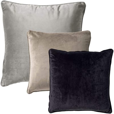 Dutch Decor - KUSSENSET - 3-delig - Velvet Layers - 60x60 cm, 45x45 cm - inclusief binnenkussens - grijs, taupe, zwart - Met Ritssluiting – Decoratie Kussens - Comfortabele kussentjes voor op de Bank