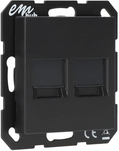EMhub centraalplaat met 2-voudig Modular Jack 2-voudig - Neo55/Vivo55 mat zwart (4090021)