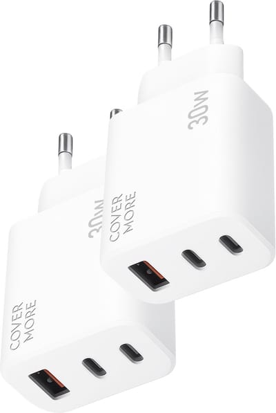 3 poorts usb C adapter 30w - Snellader - Oplader - Met 2 usb C en usb A poorten - Voor smartphone, tablet, laptop snelladen - Wit