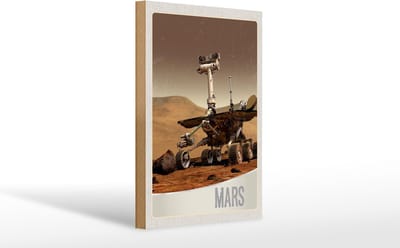 Holzschild Reise 20x30cm Weltalt Mars Rover Curiosity