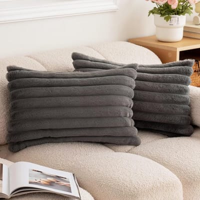 MIVRAY Kussenslopen – Woonkamer Kussenslopen Set Met Pluche, Zachte Decoratieve Kussenslopen Voor Sofa En Bed – 30x50 Cm – Fluweel – Grijs