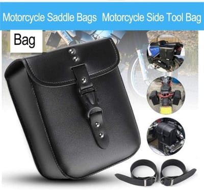 Ronte - Motorfiets Rugzak van PU Leer met Zijtas en Tooltas in Zwart - Stijlvol en Functioneel - Ideale Accessoire voor Motorrijders.