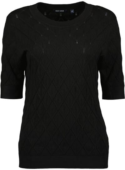 Blue Seven dames - Trui 147174 zwart gebreid korte mouwen - maat 38