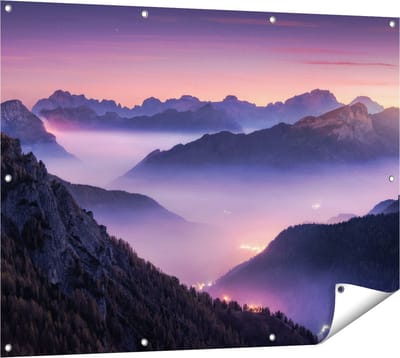 Gards Tuinposter Bergen Landschap in Itali� tijdens Zonsondergang - 120x90 cm - Tuindoek - Tuindecoratie - Wanddecoratie buiten - Tuinschilderij