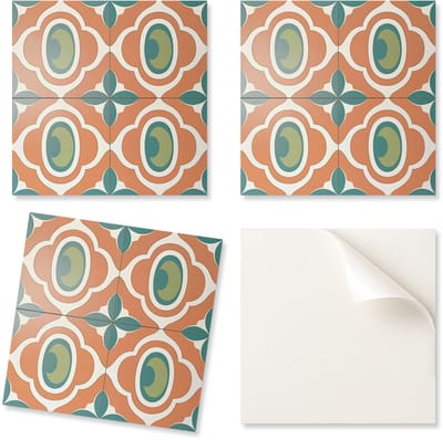 Verpakking vinyl keukentegels met mozaïekpatroon en bloemenmotief, 20x20x20 cm