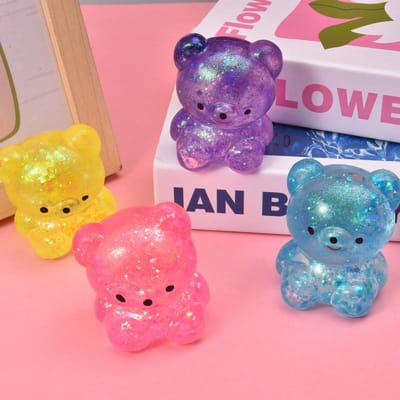Fidget Beer Speelgoed Squishys Glitter Gummy Beer Klein Schattig Dier Anti Stress Fidget Splat Decompressie Vent Knijpspeelgoed Nieuw