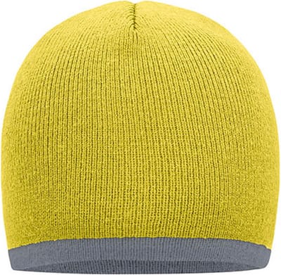 Myrtle Beach 'Contrasting Border Beanie' Geel/Lichtgrijs