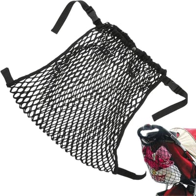 Kinderwagen Organizer - Winkelwagen Net - Baby Boodschappen - Ademend Gaas - 30-50 x 40 cm - Zwart