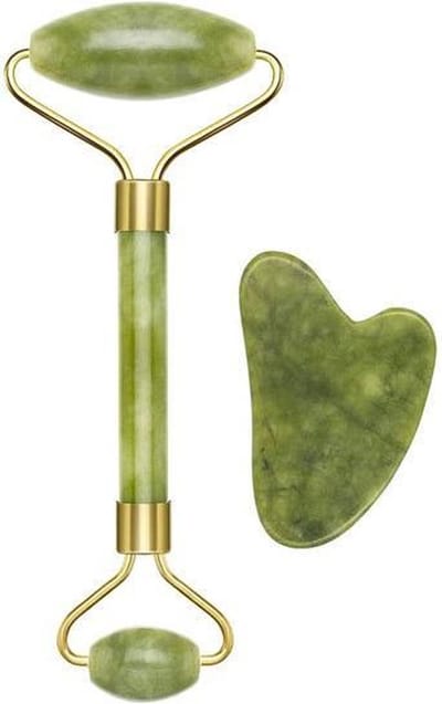 Beper C301ABE101 - Massage Gezichtsroller - Jade Roller & Gua Sha Massage Gezichtsroller - Gezichtsmassage Roller - Gezichtsroller voor Ontspanning - Gezichtsroller voor Huidverzorging - Groen