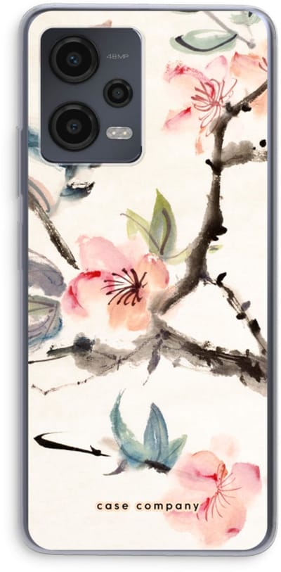Case Company® - Hoesje geschikt voor Xiaomi Redmi Note 12 hoesje - Japanse bloemen - Soft Cover Telefoonhoesje - Bescherming aan alle Kanten en Schermrand