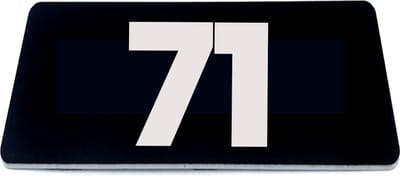 Nummerplaatje 71 - 80 x 50 x 1,6 mm - Zwart/wit - incl. 3M-tape | Nummerbordje - Deur en kamernummer - brievenbusnummers - Gratis verzending - 5 jaar garantie