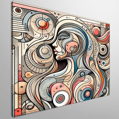 Abstract dikke dames schilderij | Volvuptueuze Vrouwen in Kleurrijke Abstracte Kunst: Schilderij van Dikke Dames | Kunst - 40x40 centimeter op Canvas | Foto op Canvas