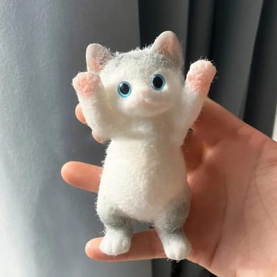 Taba Squishy Kat Speelgoed - Realistische Pluizige Kleverige Stressverlichter, Zachte Simulatie Kat Knijpspeeltje Cadeau voor Kinderen & Volwassenen grijs