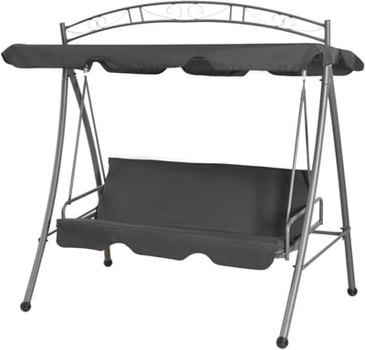 Schommelbank Luifel - Tuinbank Buiten - Ontspannen Buiten - Verstelbaar Dak - 198 x 120 cm - Antraciet