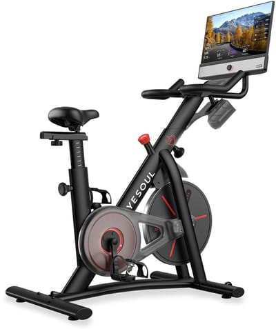 YESOUL G1M Plus Spinningfiets Hometrainer met 21,5-inch FHD-scherm, magnetische weerstand, schermspiegeling, Bluetooth, Kinomap & YESOUL App