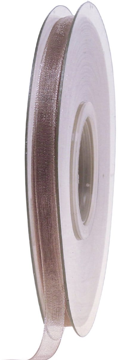 Organza lint cadeaulint beige lint geweven rand taupe 6mm 50m