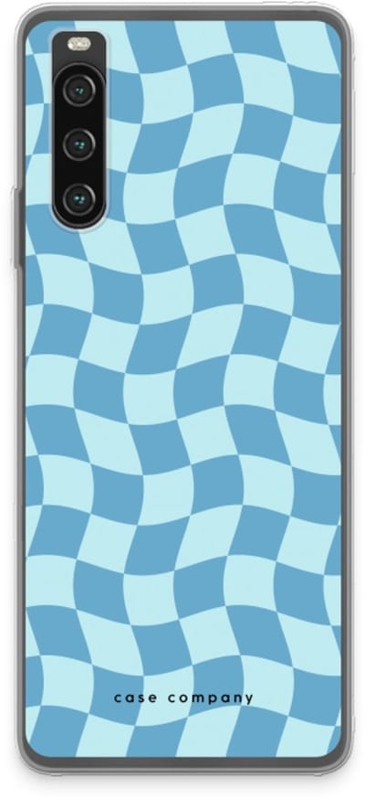 Case Company® - Hoesje geschikt voor Sony Xperia 10 IV hoesje - Grid Blauw - Soft Cover Telefoonhoesje - Bescherming aan alle Kanten en Schermrand