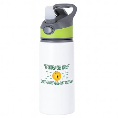 Hacebo® - This is my wednesday mug waterfles met rietje groen - iemand die houdt van koffie - kopje koffie - woensdag koffie - koffie liefhebbers - quote - verjaardagscadeau - cadeau - kado - gift - geschenk - water fles - 650ML