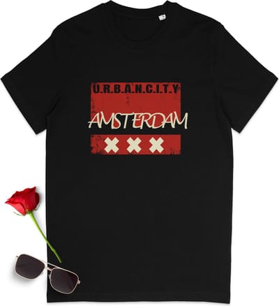 T Shirt Heren - Urban Amsterdam - Zwart - Korte Mouw - Maat S