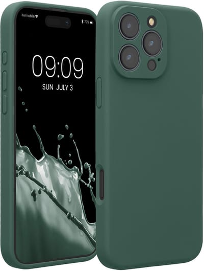 kwmobile telefoonhoesje geschikt voor Apple iPhone 16 Pro Max - TPU backcover met siliconen coating - Smartphone case in dennengroen