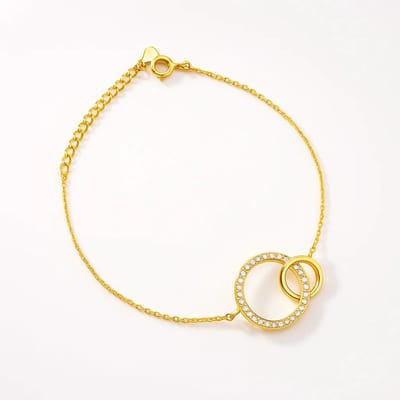 Armband Dames - Verguld Dames Armband met Zirkonia - Goudkleurig Armband Dames - Verguld Echte Zilver 925 - Amona Jewelry