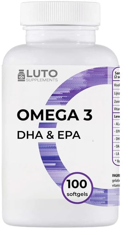 Omega 3 Visolie met DHA & EPA – 515 mg Visolie per Softgel – 165 mg EPA / 125 mg DHA + Vitamine E – 100 Softgels – Zuiver & Gereinigd – LUTO Supplements