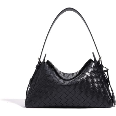 Schoudertas Niche Leer Diamant Crossbody Tas voor Vrouwen High-end Mode Leer Gevlochten Handtas zwart