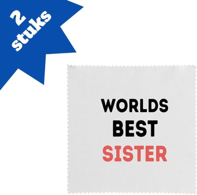 Akyol - worlds best sister brillendoekjes - Zus - de beste zus - verjaardagscadeau - verjaardag - cadeau - cadeautje voor zus - zus artikelen - kado - geschenk - gift - 17,8 bij 17,8 cm - 2 stuks