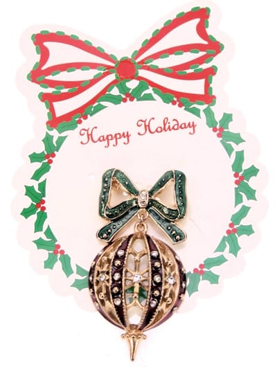 Broche Kerstbal met Strik – 3×1×6 cm – Feestelijk & Decoratief