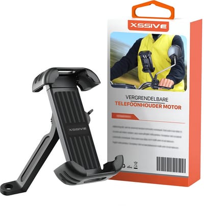 Xssive M3 Telefoonhouder Motor & Scooter Spiegel - Robuust & Veiligheidsslot - Geschikt voor Spiegelmontage