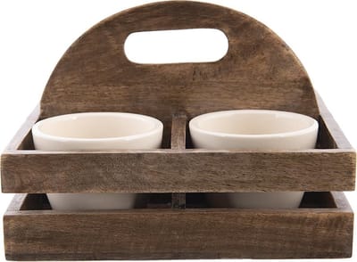 Clayre & Eef Bloempot Set van 4 24x24x17 cm Bruin Hout