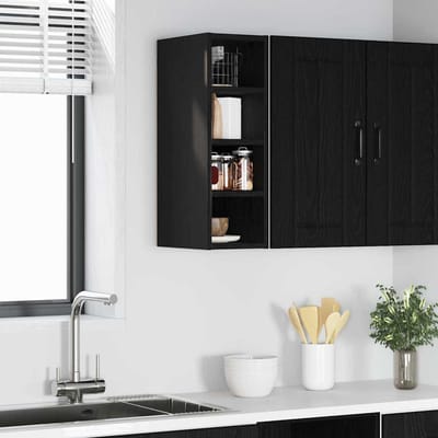 vidaXL - Hangkast - Zwart - eiken - 20 - x - 29,5 - x - 60 - cm - Bewerkt - hout