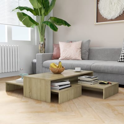 vidaXL - Salontafelset - 100x100x26,5 - cm - bewerkt - hout - sonoma - eikenkleurig