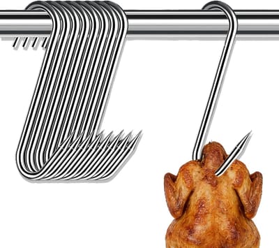 Roestvrijstalen Vlees Haken voor Roken, 140 mm, 25 Stuks, Grote S-Haken voor Vlees en Kip, Perfect voor Warm en Koud Roken
