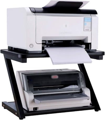 Printertafel - Printerstandaard Bureau - Kantoor Organisatie - Antislipmat Inbegrepen - 2 Lagen - Zwart