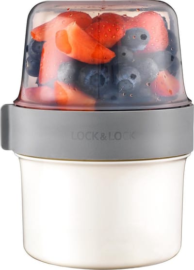 Lock&Lock Yoghurtbeker - Yoghurt beker to go - Muesli beker to go - Lekvrij - BPA vrij - PFAS vrij - 360 ml + 310 ml - Overnight oats potjes - Kwark beker - Snackbox - Snackdoosje - Wit