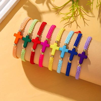 VANDAAG VERZONDEN - Armbanden - Set van 8 STUKS - Kruis - Christelijk - Handmade - Jezus -