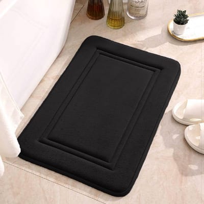 Badmat, absorberend, zeer absorberend, microvezel badmat, machinewasbaar, douchemat voor badkamer en woonkamer, keuken (zwart, 60 x 40 cm)