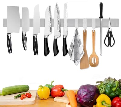 Dailygoods- Messenhouder Magnetisch 60 cm - Messenstrip Zelfklevend - Gereedschap Houder - Magnetische Haken - Roestvrij Staal - Multifunctionele Organizer - Magneetstrip