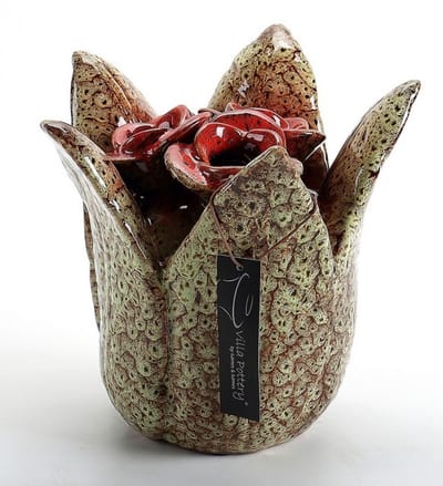 Lilou vaas 2-2 Groen Rood 21 x 20.5 x 21