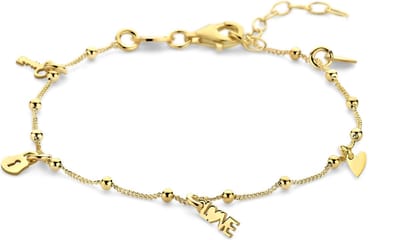 New Bling - 9NB-1412 - zilveren armband met love bedels - 925 sterling silver - gold plated