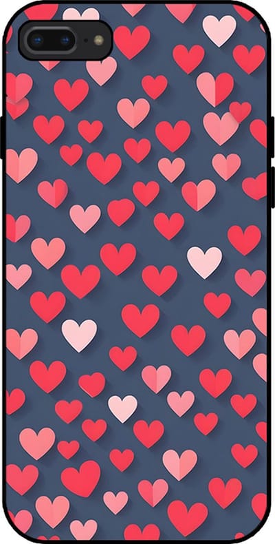 Smartphonica Telefoonhoesje Geschikt voor iPhone 7 Plus / 8 Plus met Roze en Rode Hartjes Opdruk - TPU Backcover Case With Rosé and Red Heart Design geschikt voor Apple iPhone 7 Plus;Apple iPhone 8 Plus