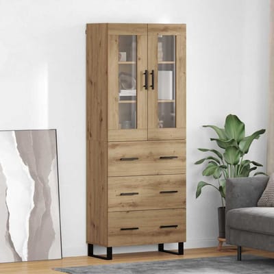 vidaXL - Highboard - 2 - st - Artisan - Eiken - 69,5 - x - 34 - x - 180 - cm - Bewerkt - hout