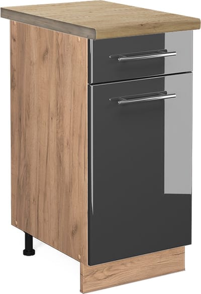 Vicco Fame-Line Keukenonderkast – 40 cm, WB Eik Antraciet Hoogglans